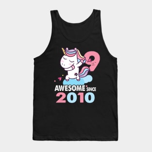 9 Years Old 9th Birthday Unicorn Dabbing Shirt Girl Party Tank Top